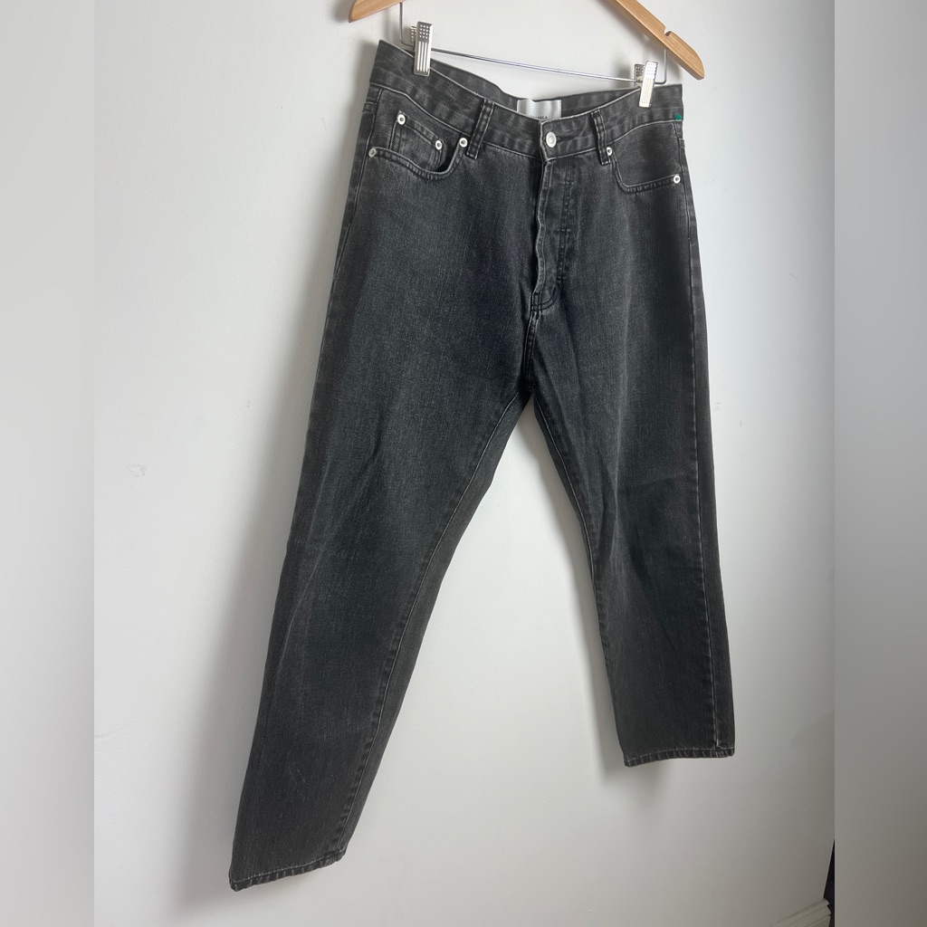 Casasola It42 Or Us6/8 100% Cotton Washed Black High Rise Straight Leg Jeans — image 2 of 8
